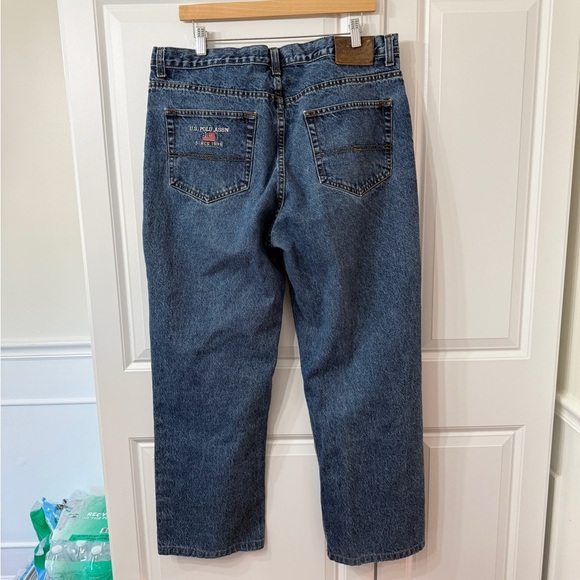 Vintage 00’s Y2K U.S. Polo Assn. Wide Leg/Baggy Back Embroidered Jeans 36x32 - Picture 7 of 7